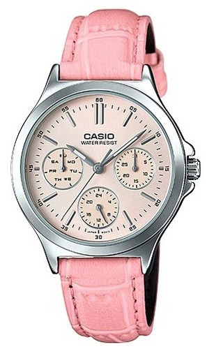 Reloj Casio Dama Ltp-v300l Cuero Multiaguja 100% Original