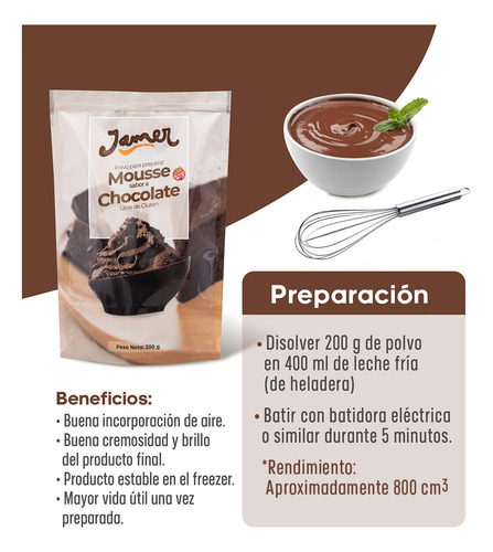 Polvo Mousse Chocolate 200g Jamer X 10u