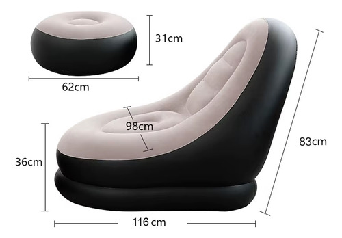 Sofá Tumbona Inflable Puff Inflable Reposa Pies + Inflador