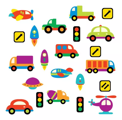 Adesivo de Parede Infantil Autocolante Carrinhos Coloridos - pista carros