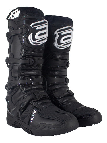 Bota Asw Elevate Enduro Preto Branco Cross Motocross Trilha