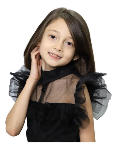 Imagen 7 de 9 de Disfraz Vestido Merlina Addams Noche De Baile Los Locos Addams Infantil Niña