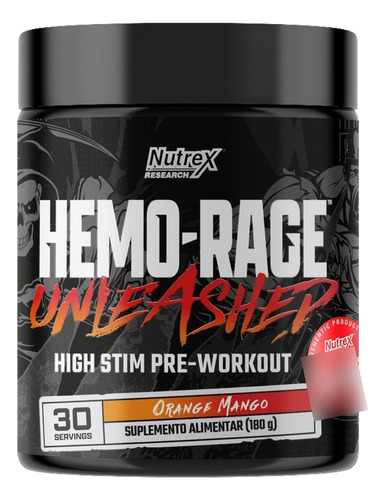 Hemo-rage Unleashep 180 g Nutrex, naranja y mango