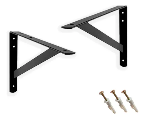 comprar 8 X Suporte Cantoneira Mão Francesa 25cm Reforçado Preto