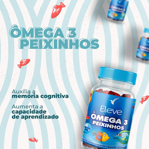 Ômega 3 Infantil Peixinhos C/ Aroma De Cereja - Eleve Life 