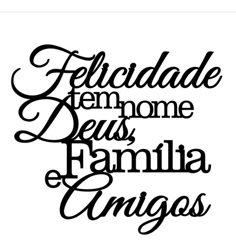 Lettering Decorativo Para Parede Felicidade Tem Nome - Mdf