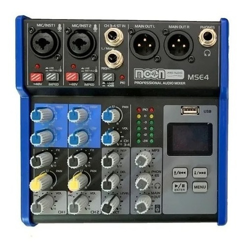 Consola Mixer 4 Canales Usb Bluetooth Display Mp3 Cn Efectos