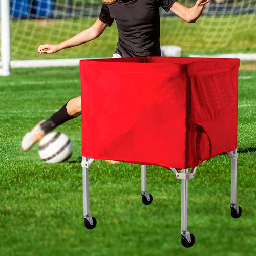 Recogedor De Carrito De Pelotas Deportivas Enrollable Rojo