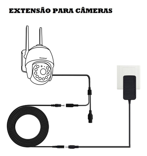 Extensão De Fonte Adaptador 12v 2.1mm P4 Cameras Wifi 10 M