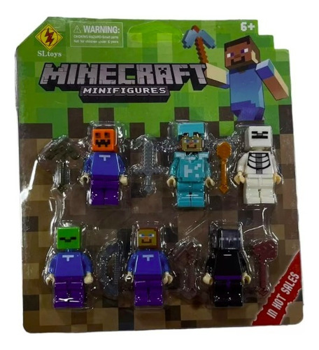 Set De 6 Minifiguritas Minecraft Con Accesorios