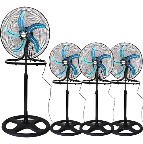 4 Pzs Kwalux Ventilador 3 En 1 De Pie Pared Piso Casa 18 Pulgadas Estructura Negro Diámetro 18