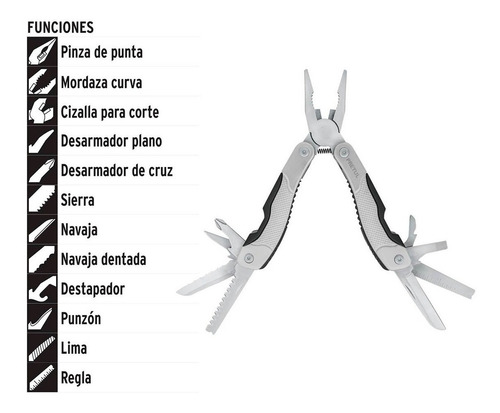 Pinza Herramienta 12 Funciones Pretul Acero Multifunción
