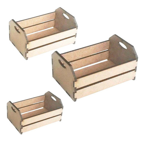 Kit 10 Mini Caixote Feira 20cm Mdf Caixotinho Mercado Festa