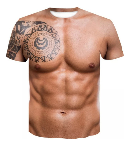 Camiseta Con Estampado 3d De Cuerpo Musculoso Camiseta De Ve