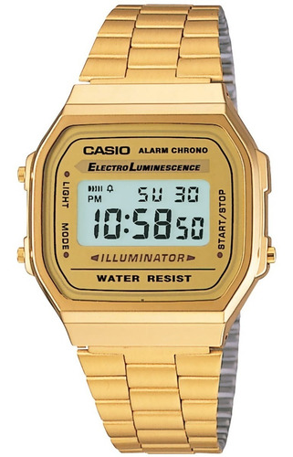 Reloj Casio Vintage Unisex A-168wgg Color Del Bisel Dorado