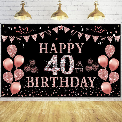 Cartel De Decoración De Cumpleaños Número 40 Para Mujer, Dec