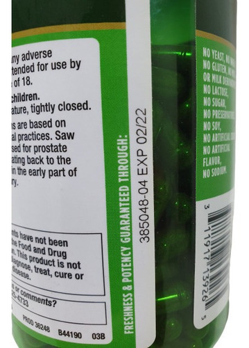 Saw Palmetto 450mg 250 Cápsulas Finest Nutrition