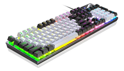 . . Luz Azul-branca - Teclado Gamer Com Fio Esculpido K500