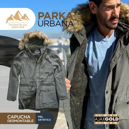 Campera Parka Hombre Invierno Corderito Gabardina Piel Frio