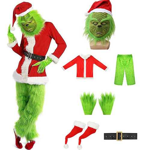 Disfraz De Papá Noel Grinches Para Adultos, 7 Piezas