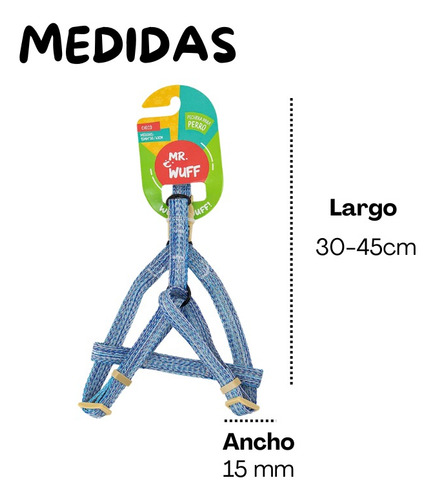 Pechera Arnes De Seguridad Para Perros Resistente Mr Wuff Azul S