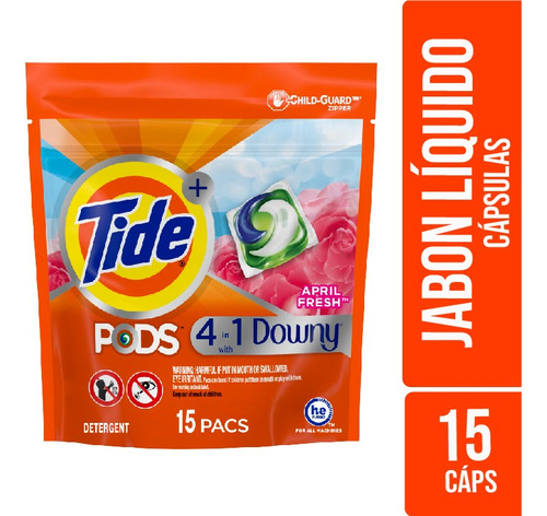 Tide Pods Detergente Para Ropa Cápsulas 4 En 1 Downy 15u