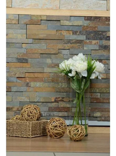 Placas De Piedra Natural Laja Brick Oxido 15x60 Por Unidad