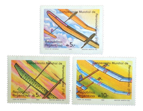 Argentina, Serie Gj 2443-45 Aeromodelismo 89 Mint L7218