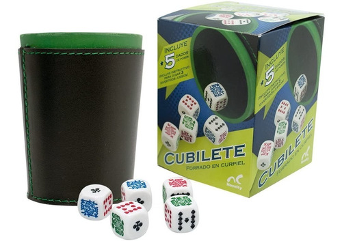 Cubilete Forrado Curpiel Con 5 Dados Poker Duradero