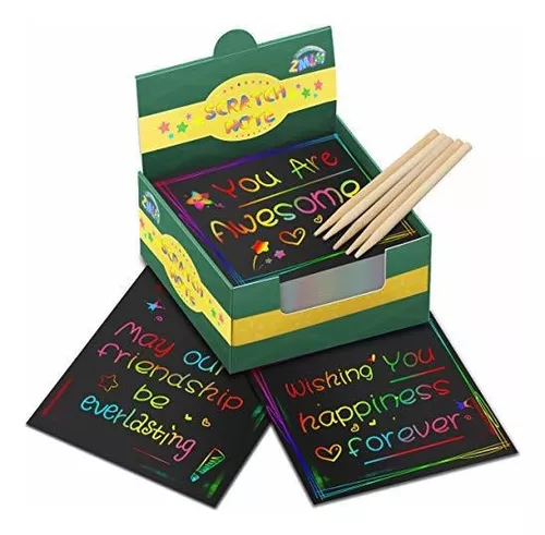 Zmlm Rainbow Scratch Mini Art Notes - 125 Magic Scratch Note