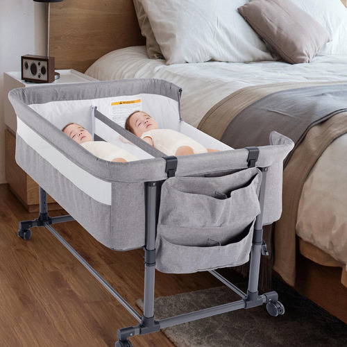 Cuna Doble Mtwml Para 2 Bebés Con Almacenamiento Y Colchón,