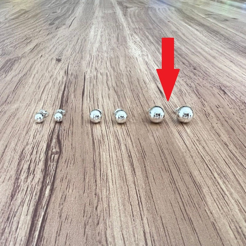 Imagen 5 de 10 de Arete Broquel Bola De Plata 1 Cm .925 Agálea Joyería