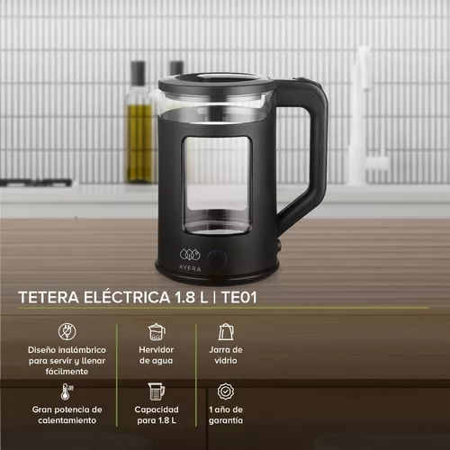 1 Tetera Eléctrica De Vidrio De 1,8 L, Hervidor De Agua Y Calentador, 1  Litro