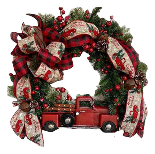 Red Truck Buffalo Plaid Garl Guirnalda De Navidad Decoración