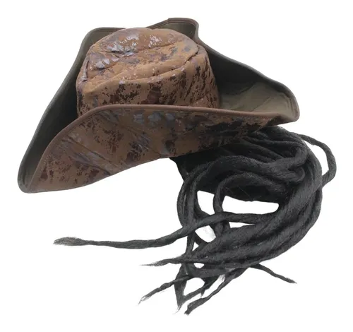 Sombrero Pirata De Piel Sintética | Tricornio Marrón Para Cosplay Y Disfraces | Talla única Para Hombre Y Mujer