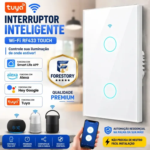 Interruptor Inteligente Dimmer WiFi 2 Botão Touch