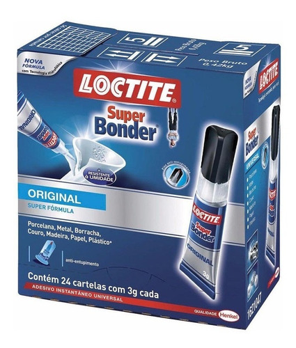 Cola Instantânea Loctite Super Bonder 3g C/ 24un Henkel