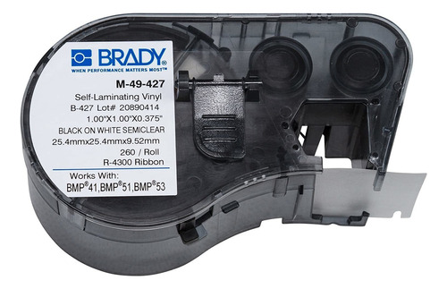 Brady - 131580 Cinta Autolaminable De Vinilo Para Etiquetas