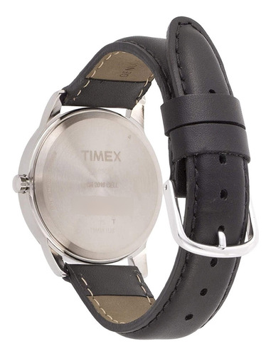 Reloj Hombre Timex Correa De Piel Con Luz 35 Mm T205019j Correa Negro Bisel Latón Función B Fondo Blanco