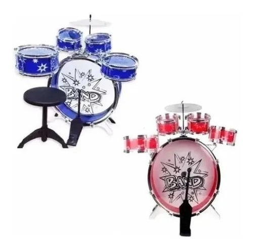 Bateria Infantil Big Band Con Silla Juguete 5 Tambores