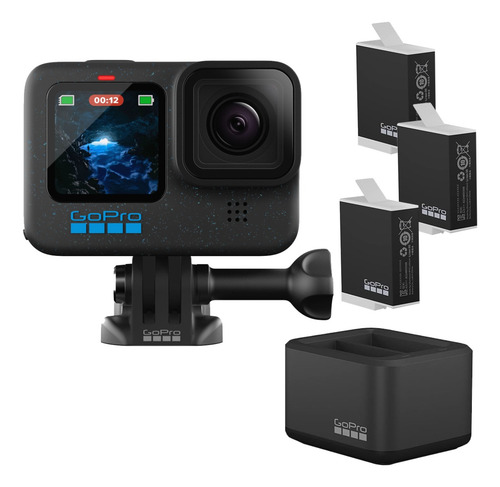 Gopro Hero 12 Black 3 Baterias Enduro + Carregador Duplo
