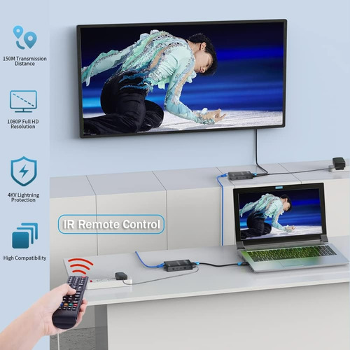 Extensor Video Audio Digital 60mts Hdmi Cable Red Utp Rj45