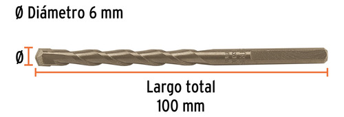 Broca Para Concreto 6 X 100 Mm De Acero Truper 102342