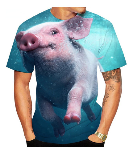 2024 2022 Popular Novedad Animal Cerdo 3d Divertida Camiseta