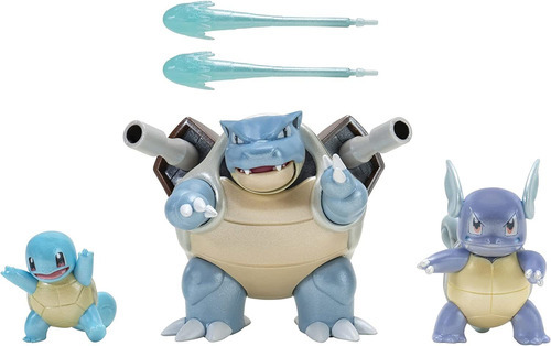 3 Figuras De Acción Pokémon Squirtle, Wartortle Y Blastoise