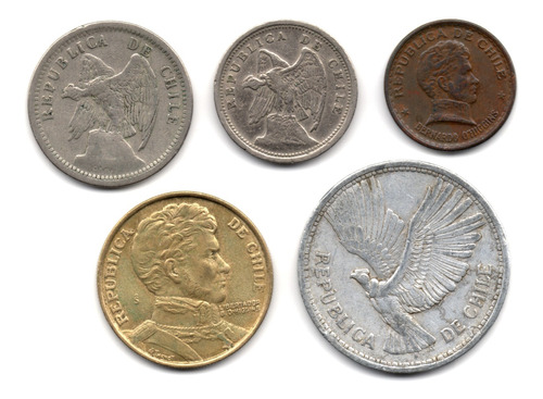 Chile Grupo De 5 Monedas 1933 - 1978