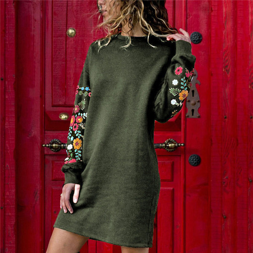 Vestido Feminino Moderno E De Inverno Com Manga Comprida Est