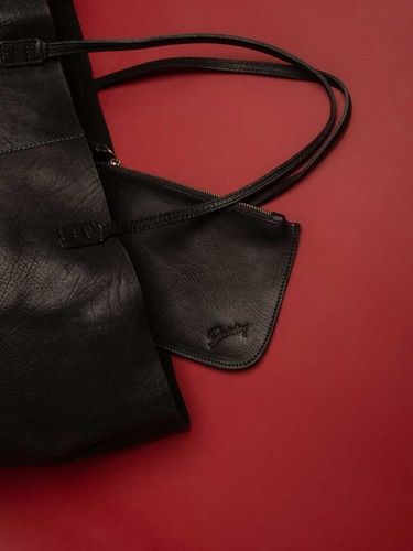 Cartera Cuero Sobre Desmontable Guido Shopping Bag Formal Color Negro