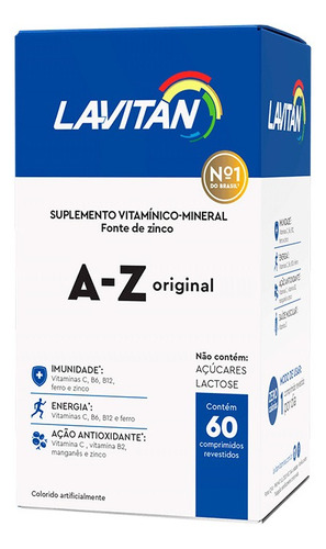 Suplemento en comprimidos Lavitan  A-Z original A-Z Original vitaminas en caja de 37.8g 60 un
