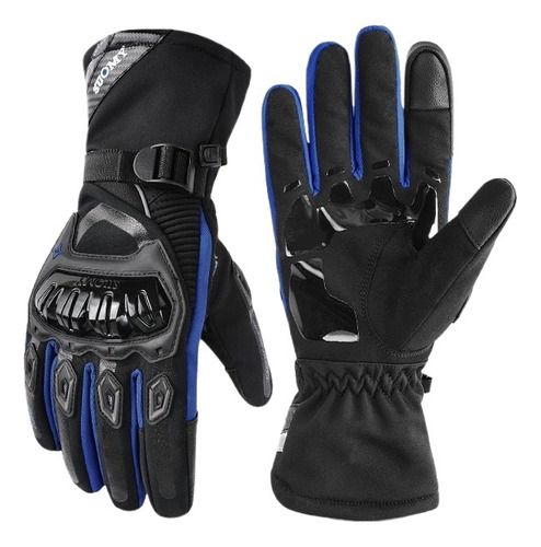 Guantes Impermeables Y Cálidos De Invierno Azules Y Negros